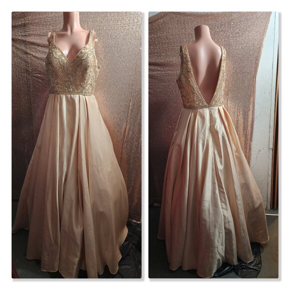 Champagne Rhinestone/Sequins Dress.Formal:Wedding, Prom, Homecoming,Quinceanera. - Picture 2 of 4